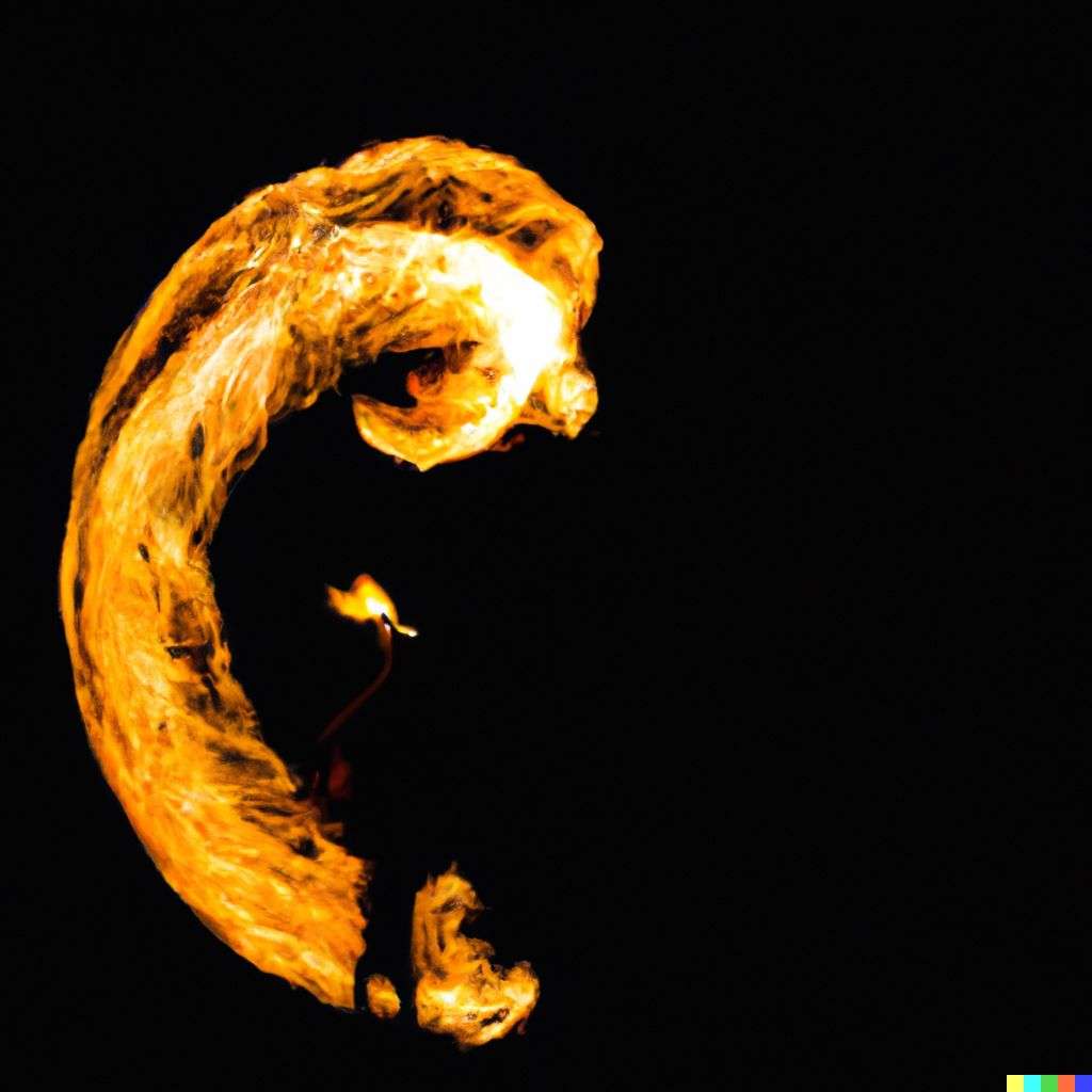 the discovery of gravity, fire art